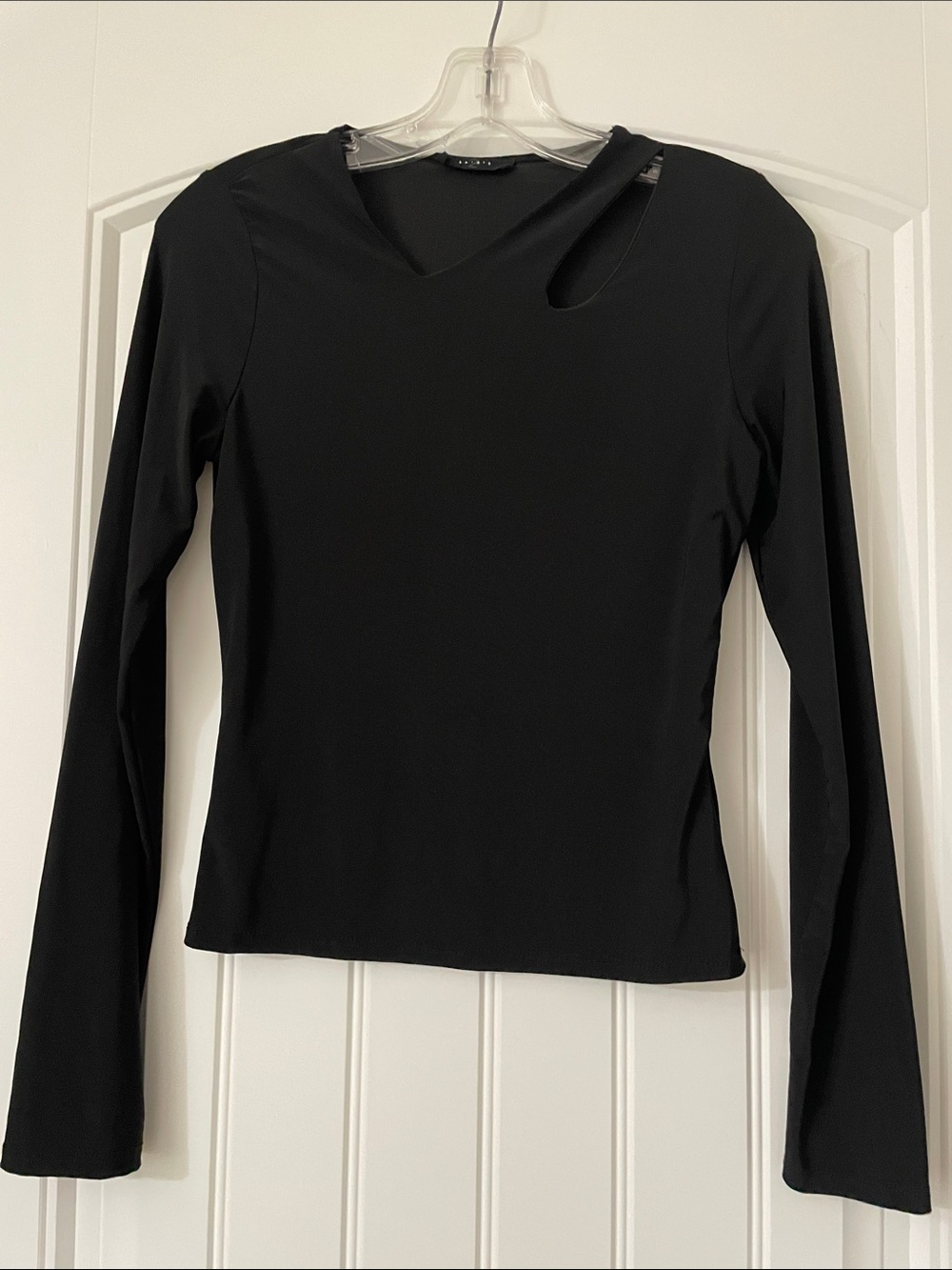 Black Long-Sleeve Cutout Women’s Top